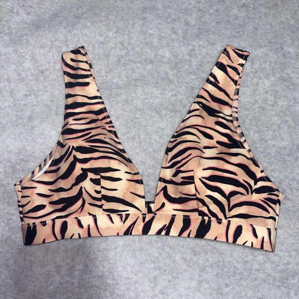 Victoria’s Secret Tiger Bikini Swim Top Size Medium Padded Animal Print Stripes
